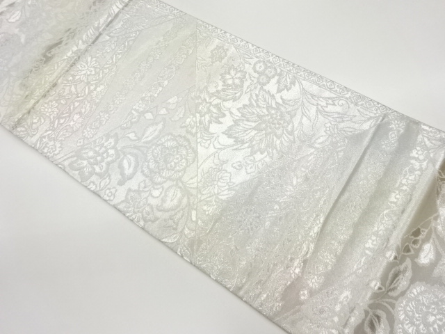 JAPANESE FUKURO OBI / WOVEN STRIPE & FLOWER